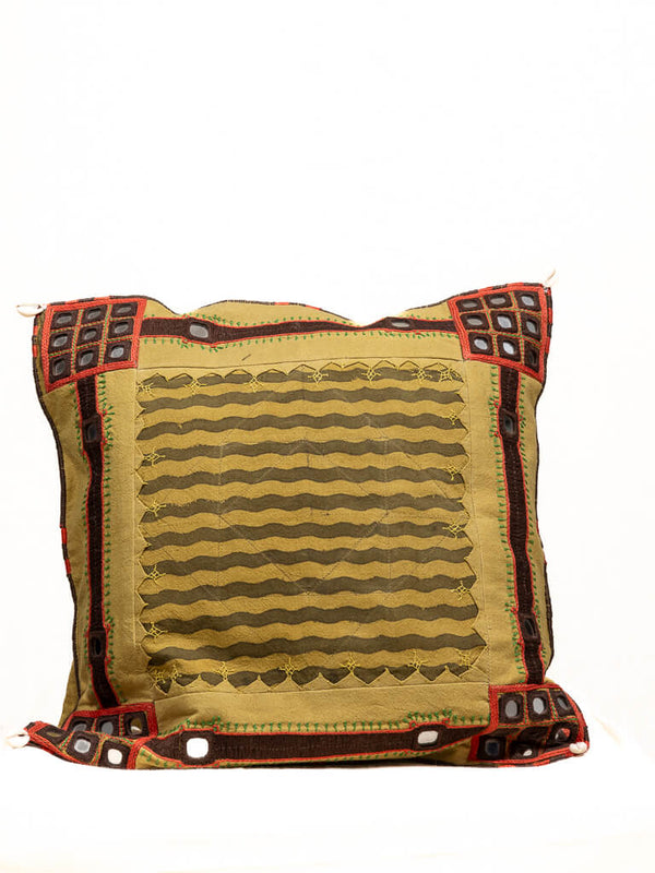 Khadi cotton yellow cushion cover
