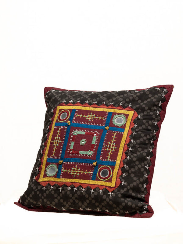 Cotton black by maroon cushion cover