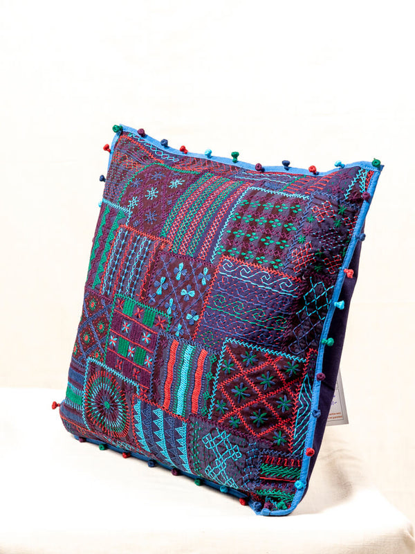 Cotton blue cushion cover