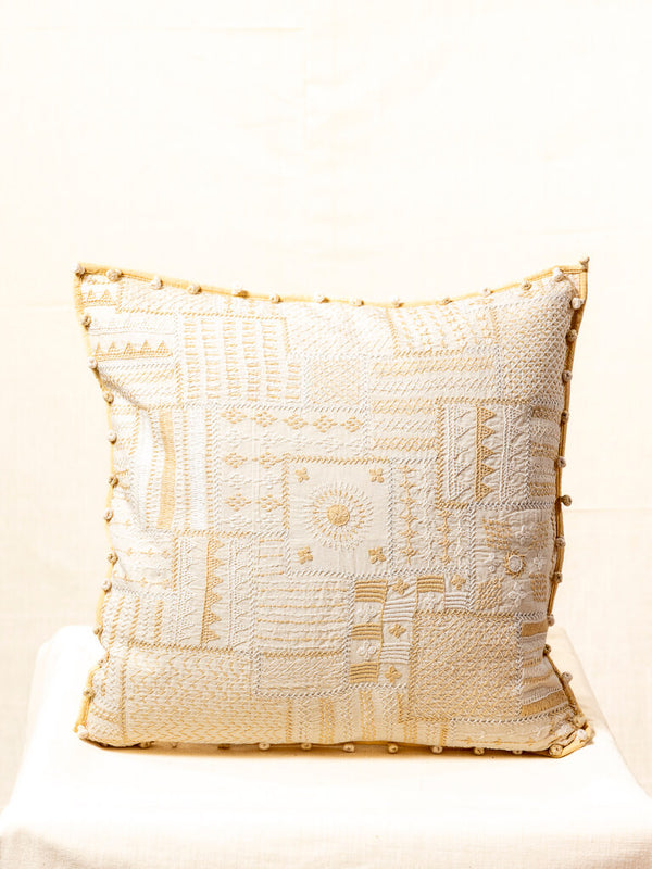 Khadi cotton white cushion cover