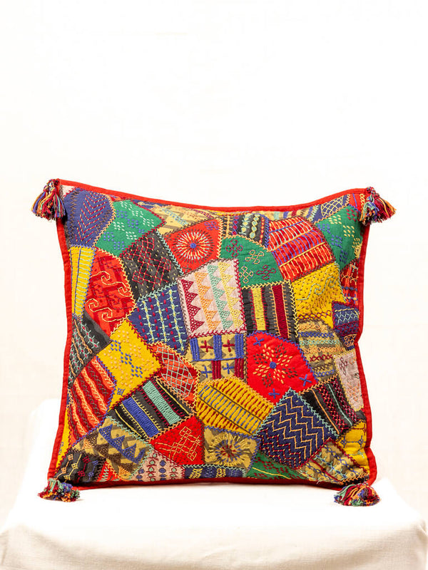 Cotton mix color patch work cushion cover