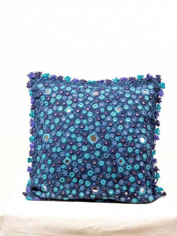 Cotton blue cushion cover
