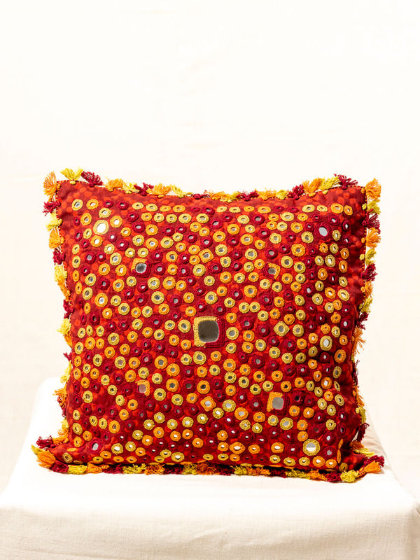 Cotton red cushion cover