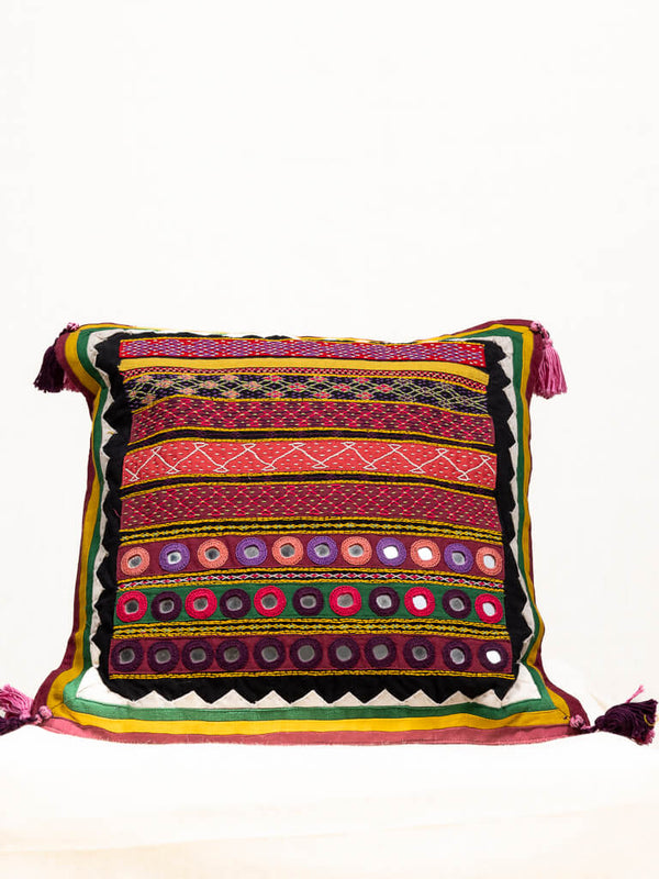 Khadi cotton maroon cushion cover