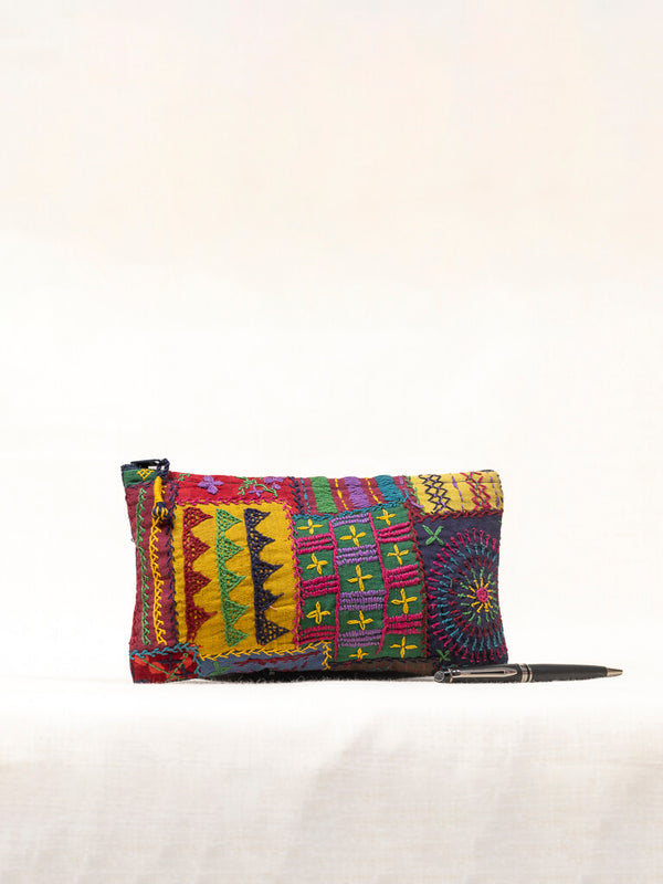 Blue cotton pouch bag