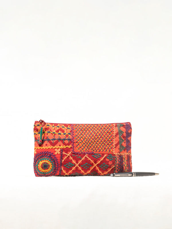 Red cotton pouch bag