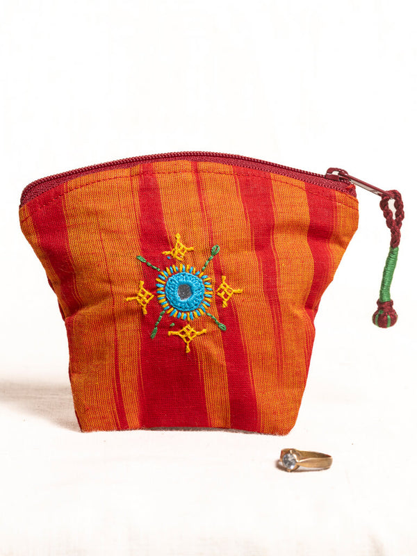 Orange cotton pouch bag