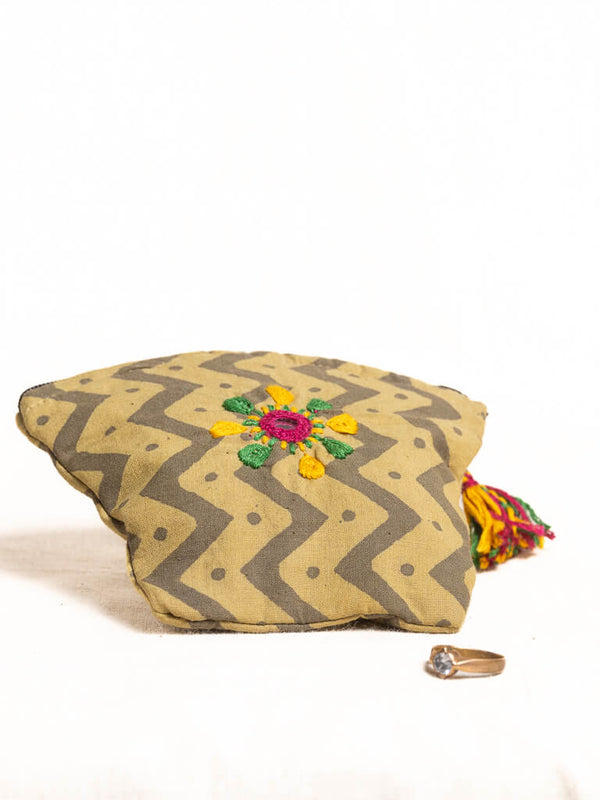 Yellow cotton pouch bag