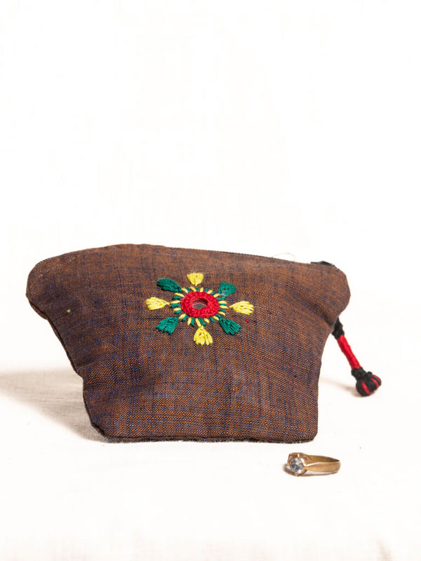 Brown cotton pouch bag