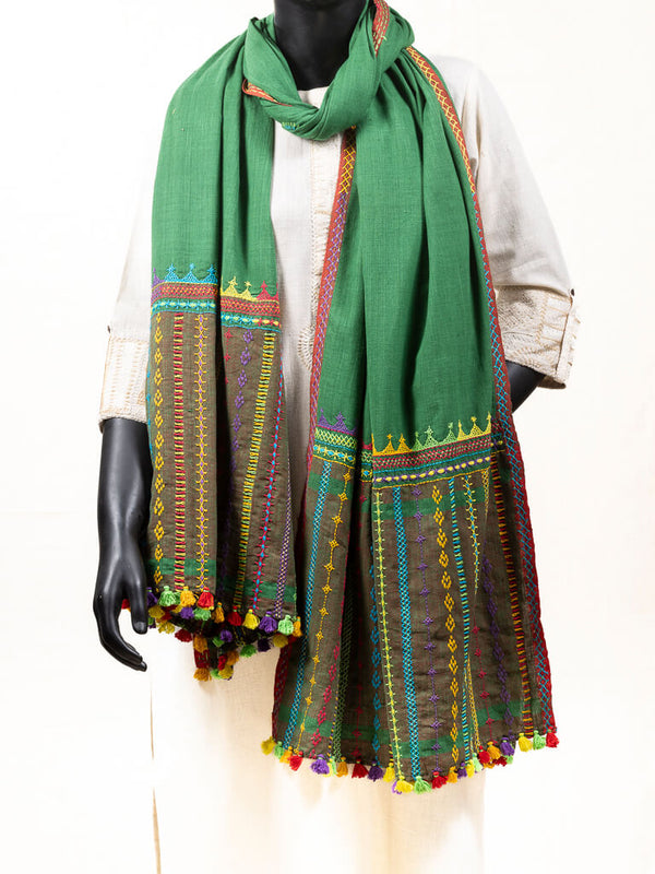Khadi cotton off sea green dupatta