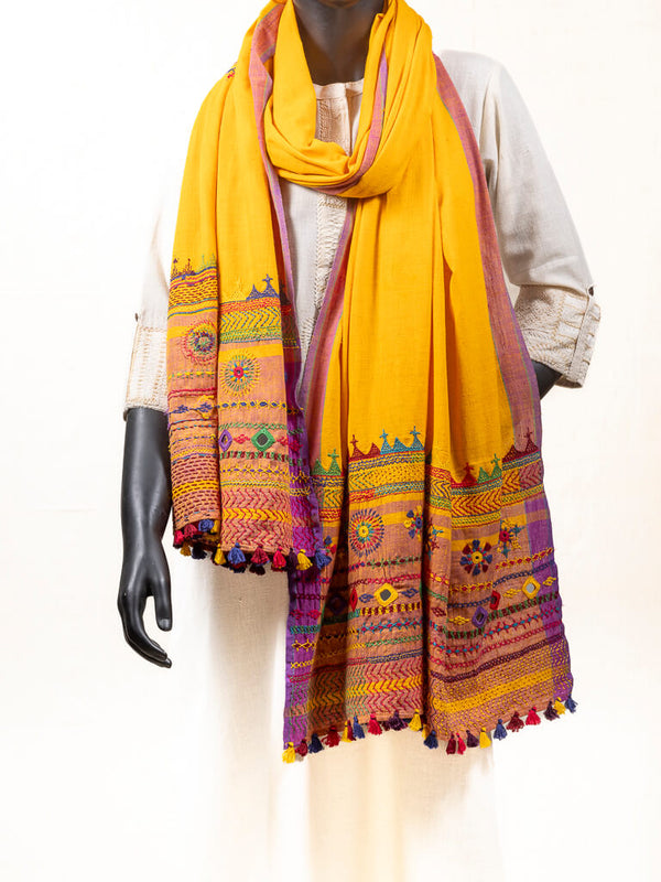 Khadi cotton yellow dupatta
