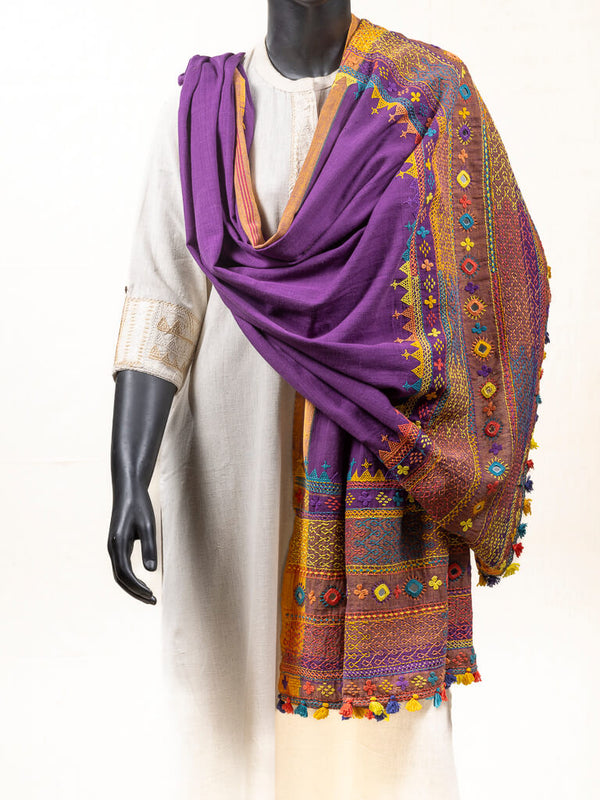 Khadi cotton off purple dupatta