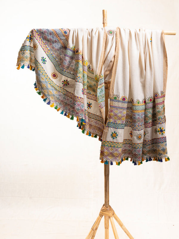 Khadi cotton off white dupatta