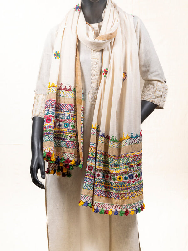 Khadi cotton off white dupatta