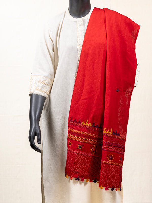 Khadi cotton red stole