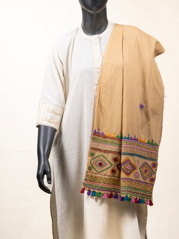 Khadi cotton peach dupatta
