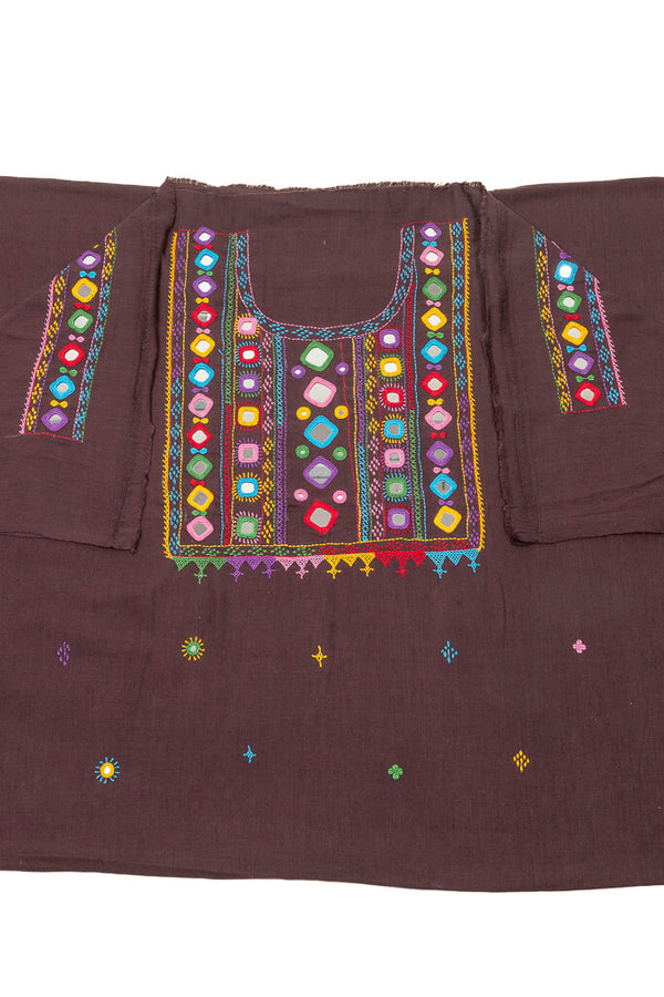 Khadi cotton cloth dark brown unstitched top