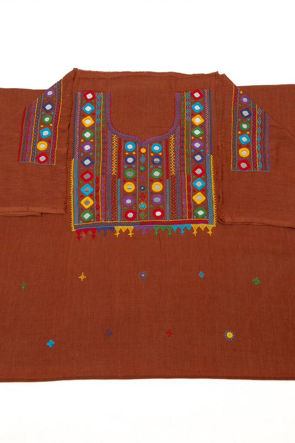 Khadi cotton cloth brown unstitched top