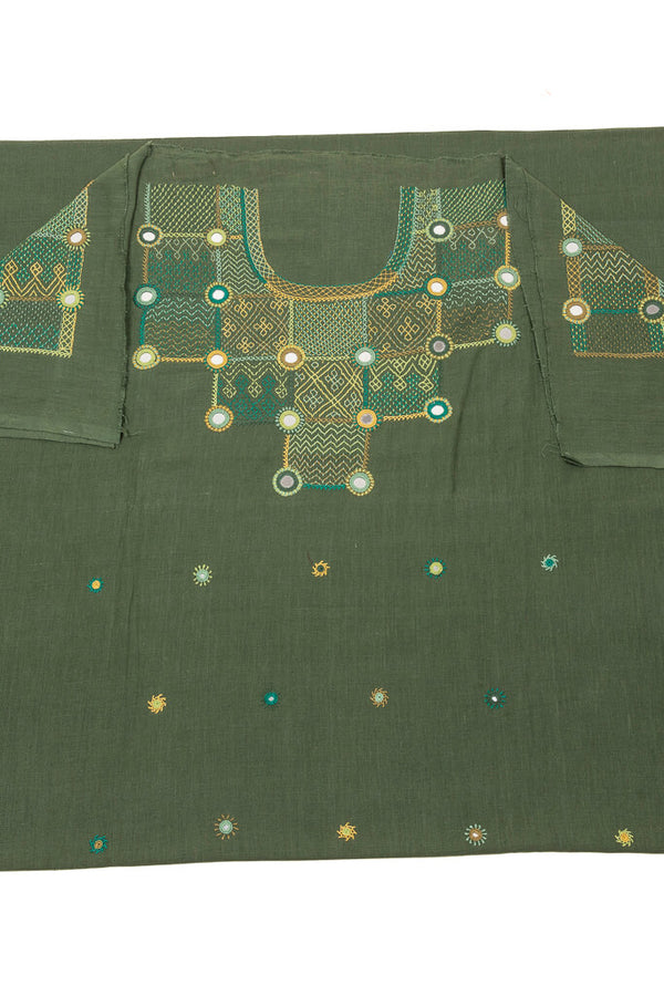 Khadi cotton cloth green unstitched top