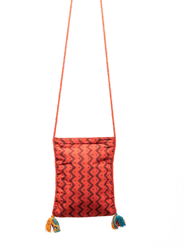 Red cotton sling bag