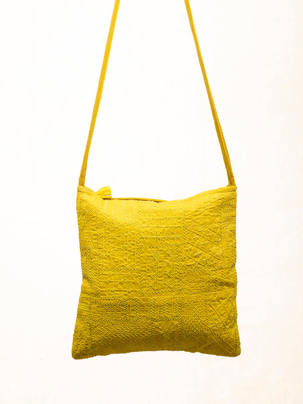 Yellow khadi cotton bag