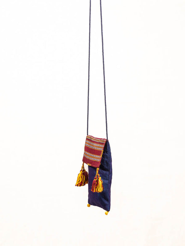 Blue cotton pouch bag