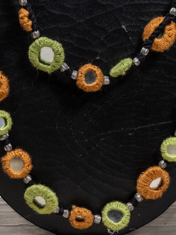 Cotton green by yellow white necklace