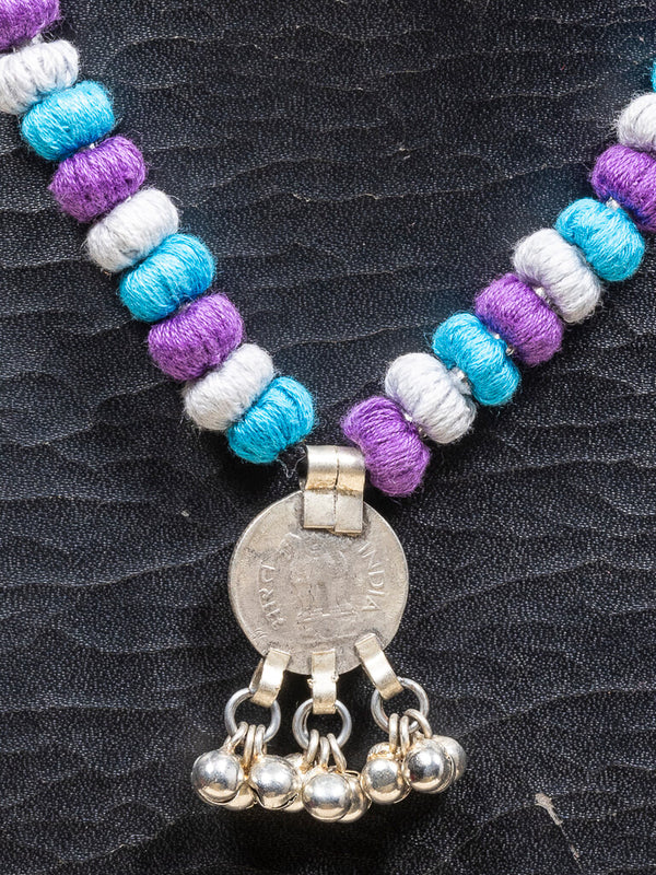 Cotton blue  white necklace