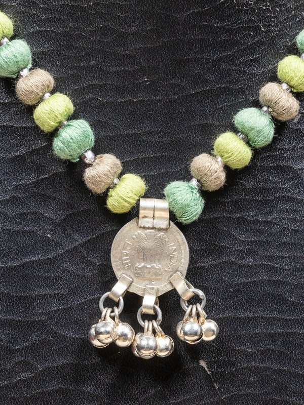 Cotton green by peach necklace