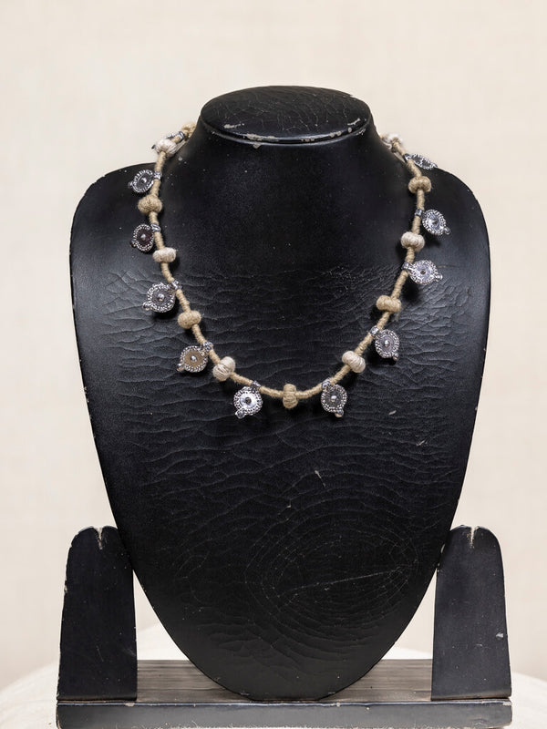 Cotton peach by white necklace