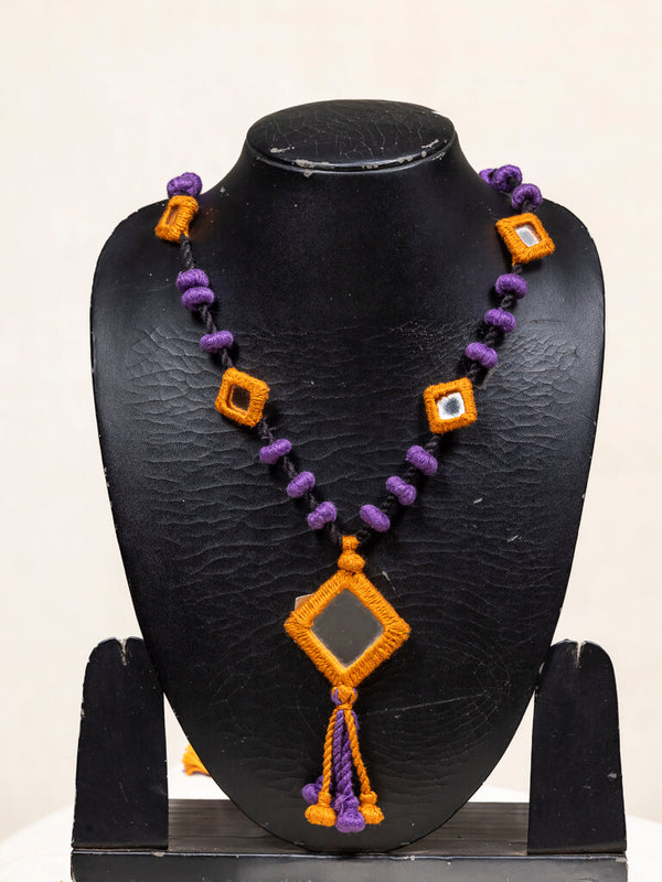 Cotton peach orange by blue necklace