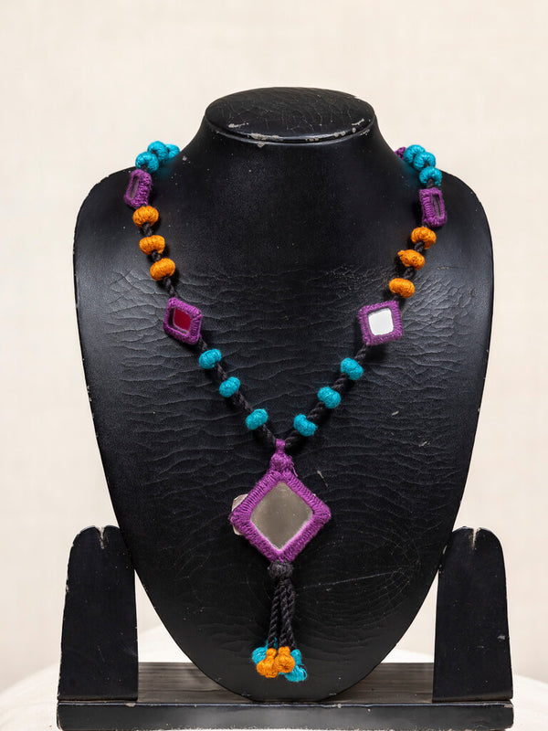 Cotton peach orange by turq blue necklace