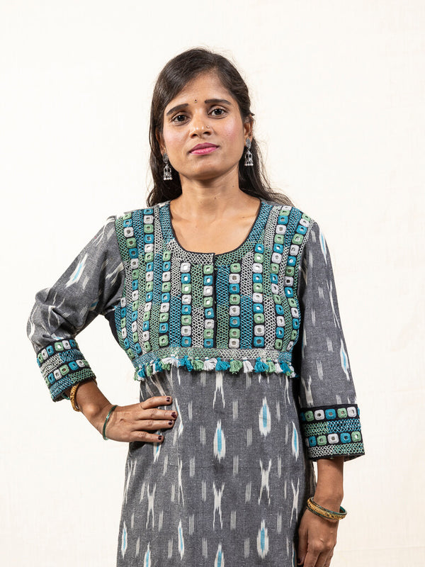 Grey khadi cotton kurta