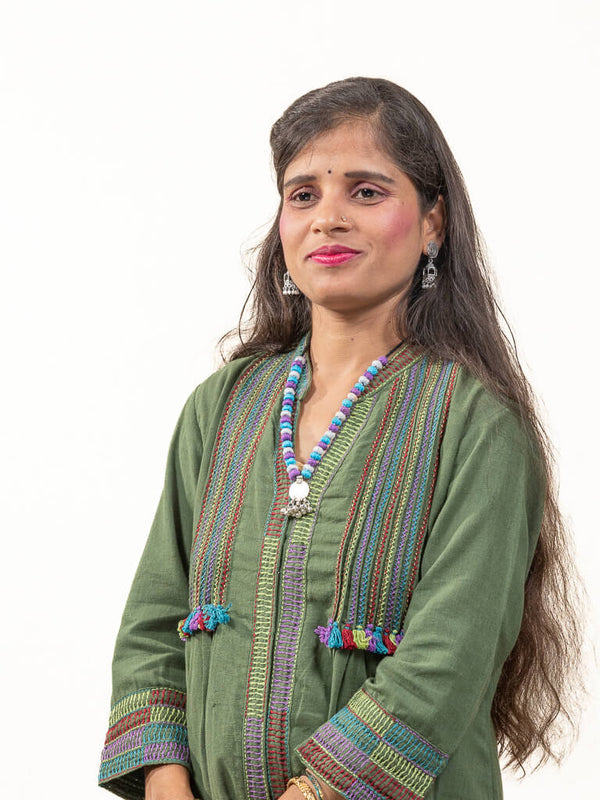 Green khadi cotton kurta