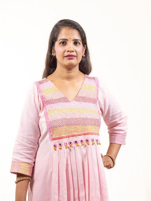 Pink khadi cotton kurta