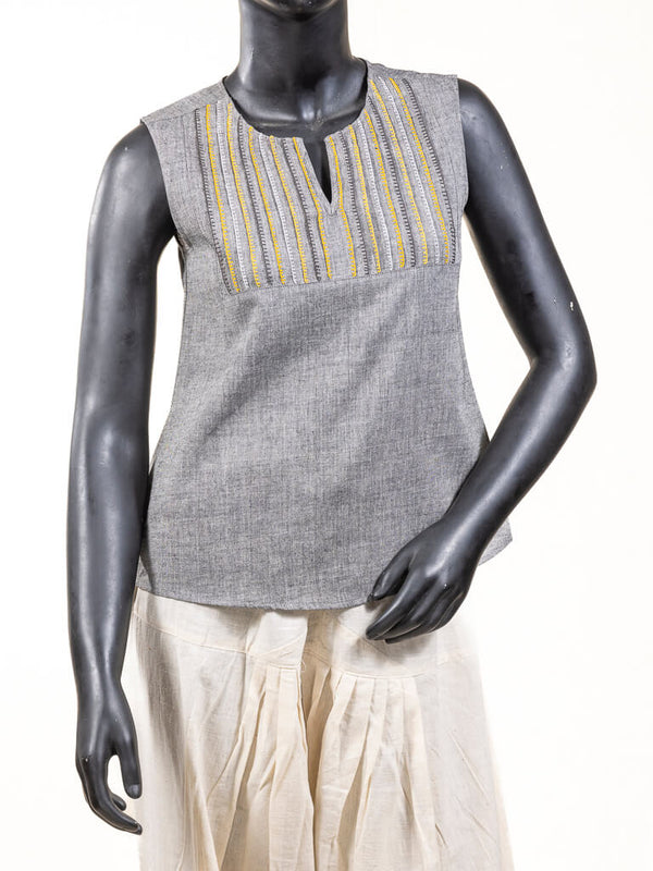 Grey khadi cotton western top