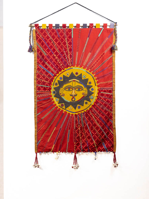 Cotton maroon wall hanging