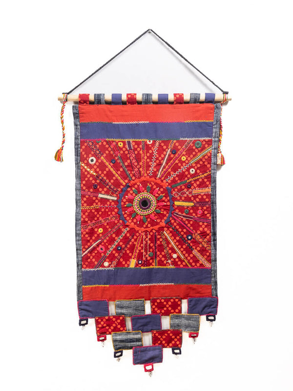 Cotton black red wall hanging